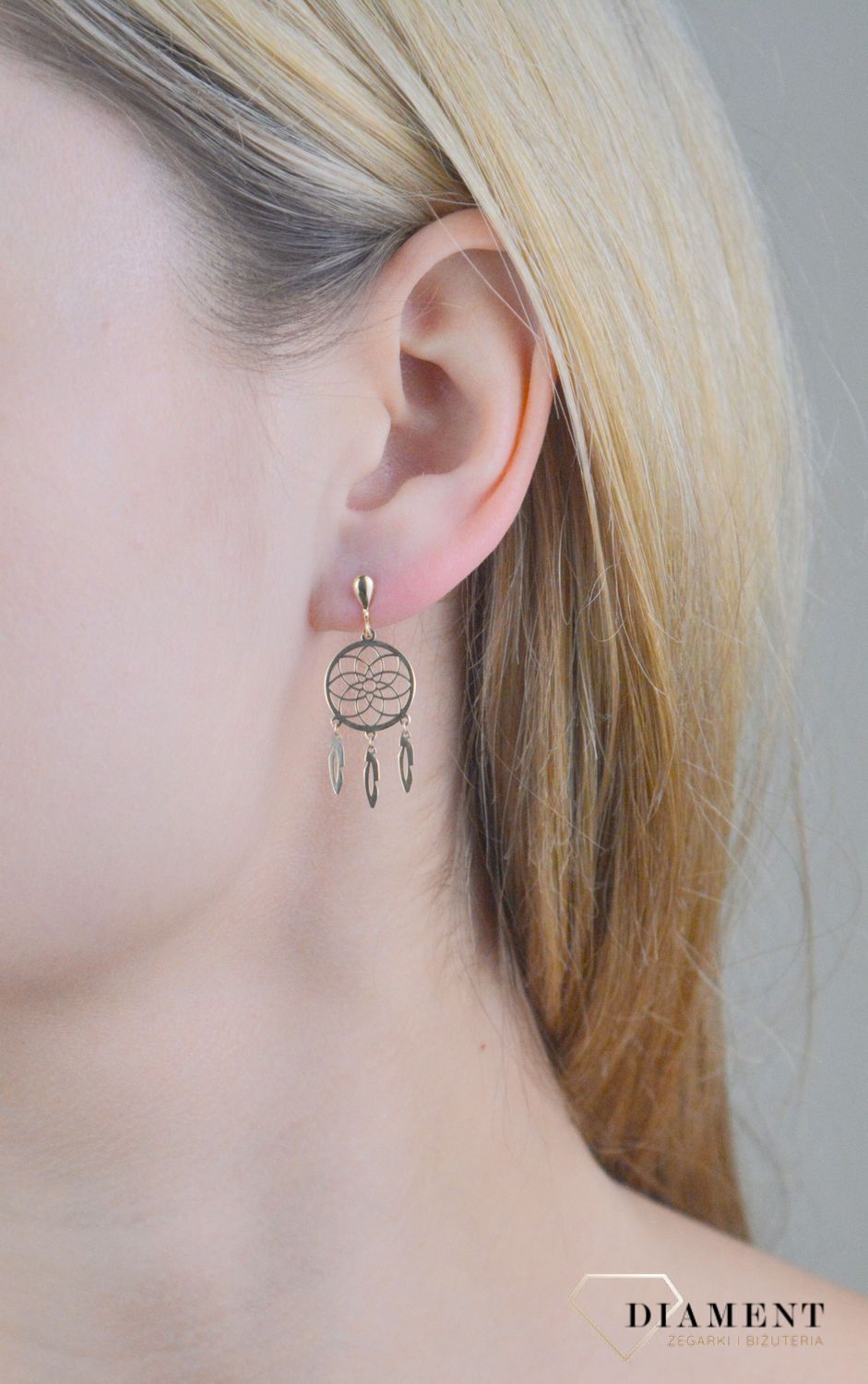 Kolczyki złote łapacz snów próba 375, KL 12377 375.jpg